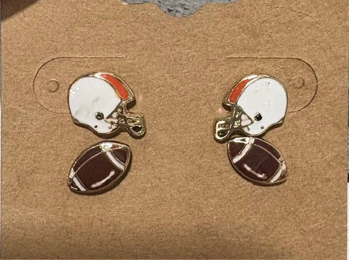 Helmet and Football Stud Earrings