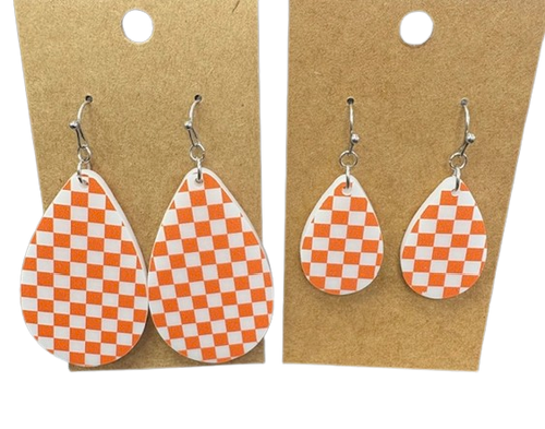 Orange Checkered Earrings