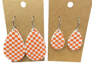 Orange Checkered Earrings