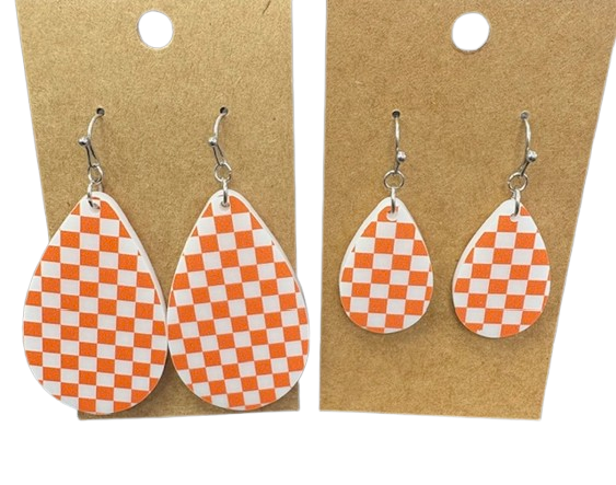 Orange Checkered Earrings