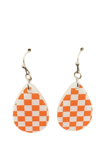 Orange Checkered Earrings