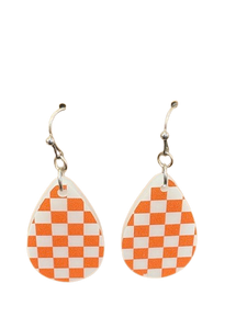 Orange Checkered Earrings