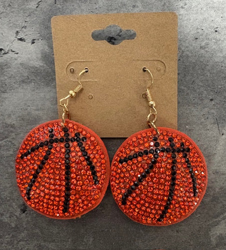 Rhinestone Basketball Puff Earrings