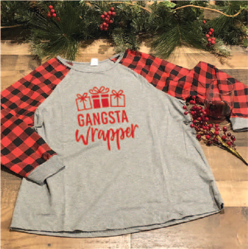 Gangsta Wrapper on Buffalo Plaid Raglan