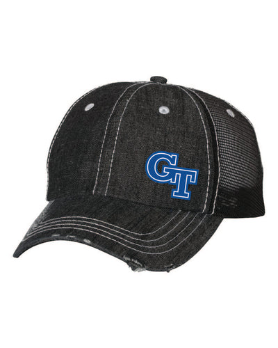 Black Distressed Trucker Hat GT