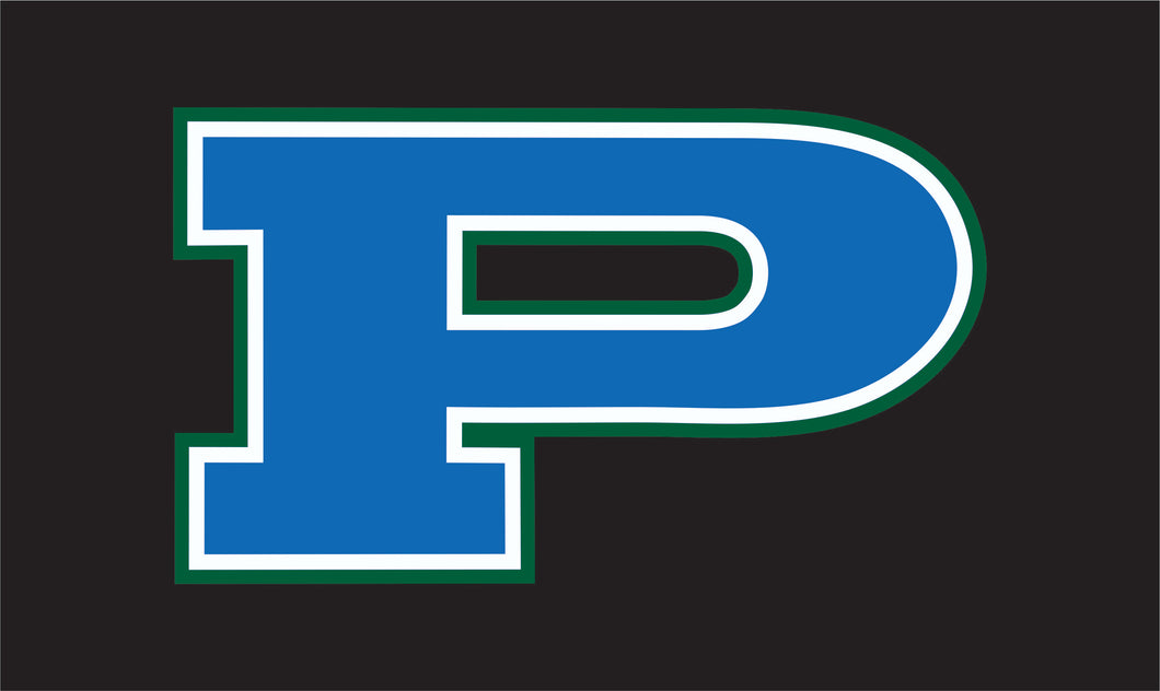 P Decal Green with Blue Outline